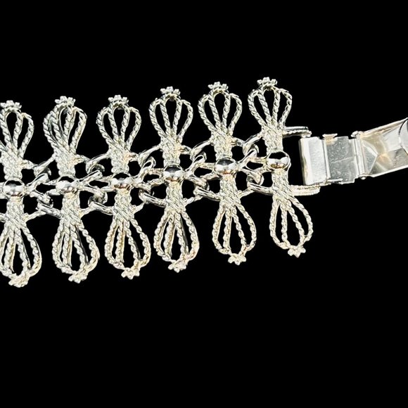 Emmons Chunky Silver Tone Open Work Link Bracelet (4680) - Picture 6 of 8